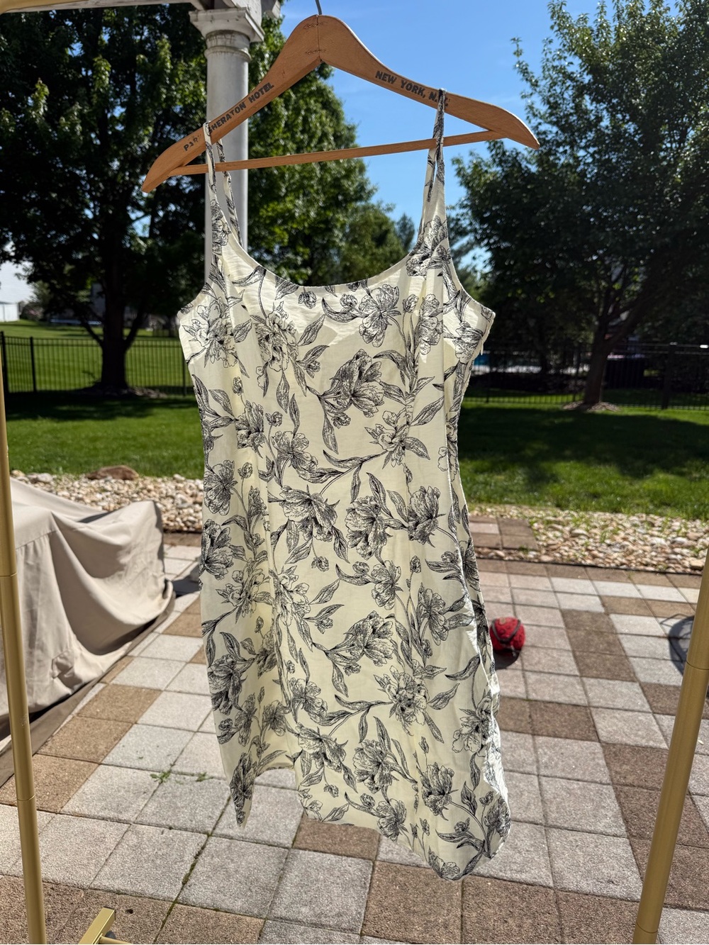 a new day Cream and Black Floral Mini Slip Dress
